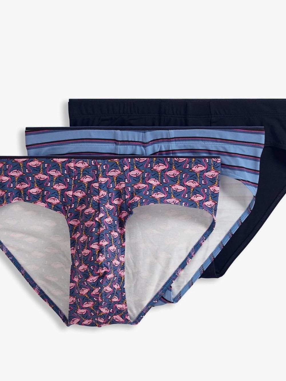 3-Pack Men’s jockey Briefs in Navy, Blue & Pink Flamingo Print medium with